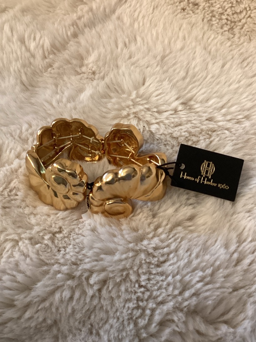 House of Harlow 1960 Gold Floral Link Cuff Bracelet